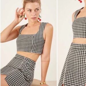 Reformation Black and White Gingham Skirt